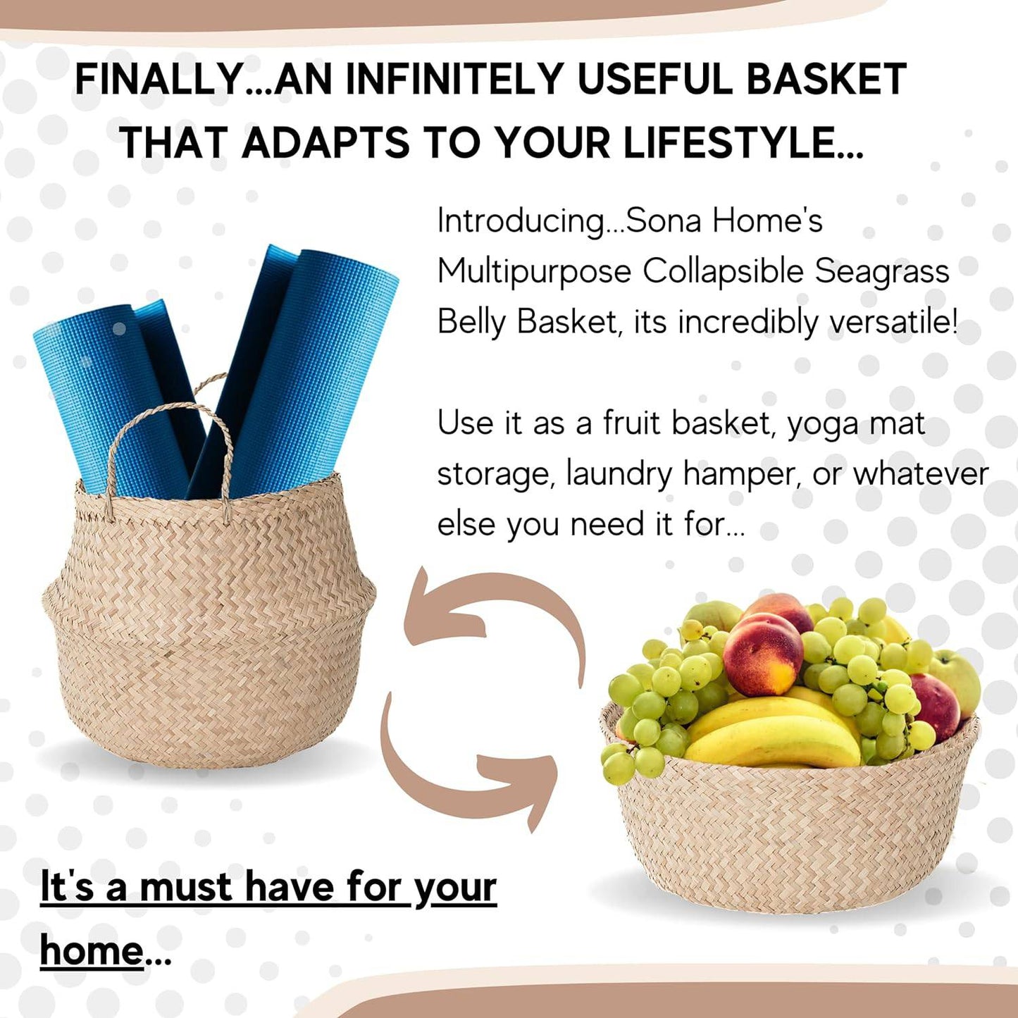 Handcrafted Natural Basket & Plant Pot Cover: Decorative Storage for Home | Multipurpose Organizer | Available in 7 Sizes - Home Fads
