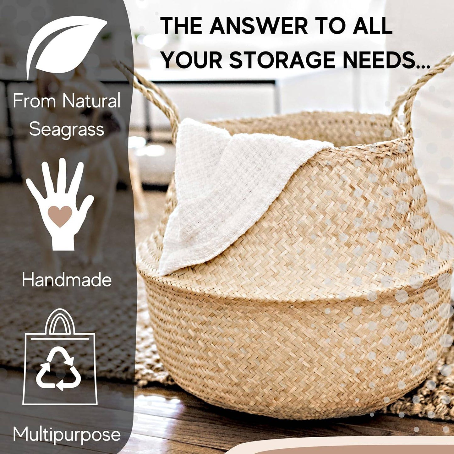 Handcrafted Natural Basket & Plant Pot Cover: Decorative Storage for Home | Multipurpose Organizer | Available in 7 Sizes - Home Fads
