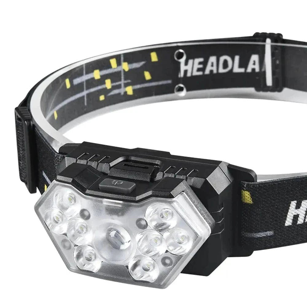 9 LED USB Rechargeable Motion Sensor Headlamp - 2000 Lumen for Hiking, Fishing, Camping, Outdoor Activities, and Work - Home Fads