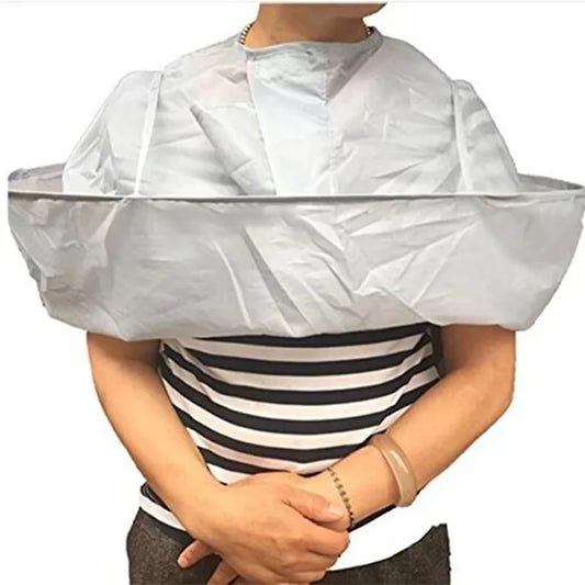 Adjustable Hair Cutting Cape – Umbrella-Style Shaving and Trimming Cloak for Home or Salon Use – One Size Fits All, Silver Gray - Home Fads