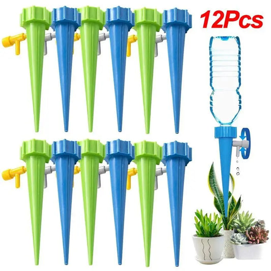 Adjustable Self-Watering Spikes – Automatic Drip Irrigation System for Indoor & Outdoor Plants, Potted Gardens, Greenhouses – 12-Pack - Home Fads