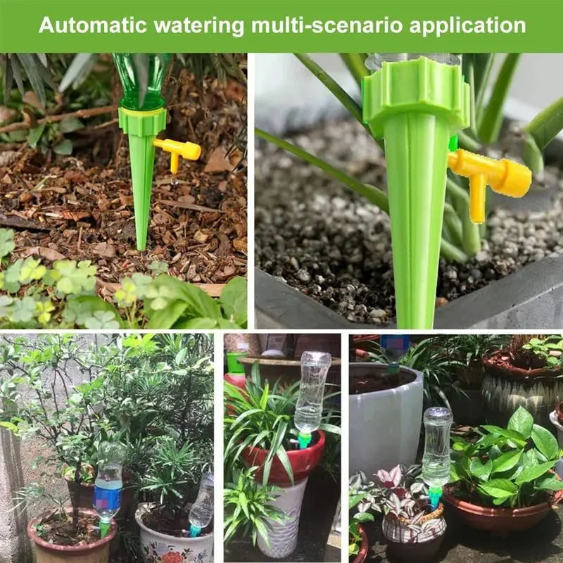 Adjustable Self-Watering Spikes – Automatic Drip Irrigation System for Indoor & Outdoor Plants, Potted Gardens, Greenhouses – 12-Pack - Home Fads