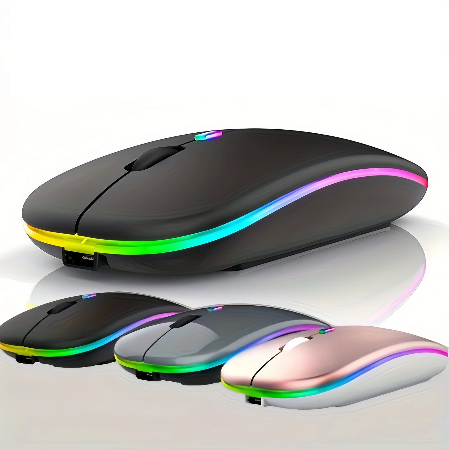 Advanced Rechargeable 2.4G Wireless Gaming Mouse with Bluetooth 5.2 and Dynamic LED Backlighting