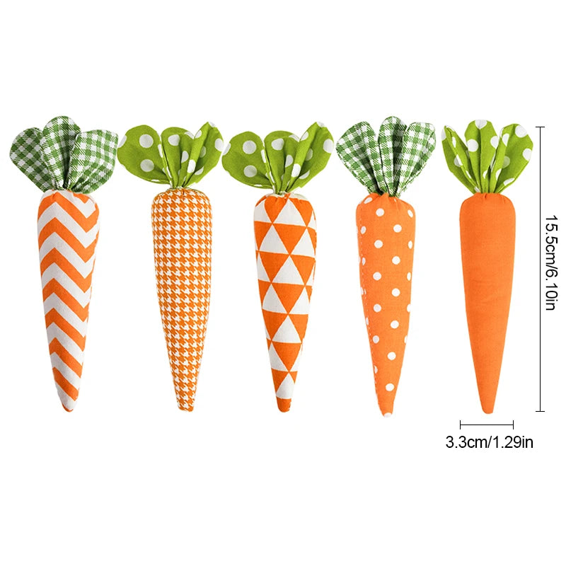 Artificial Carrot Decorations – Set of 1, 3, or 5 Soft Fabric Carrots for Spring, Seasonal Displays, Parties, Home Decor, and Crafts - Home Fads
