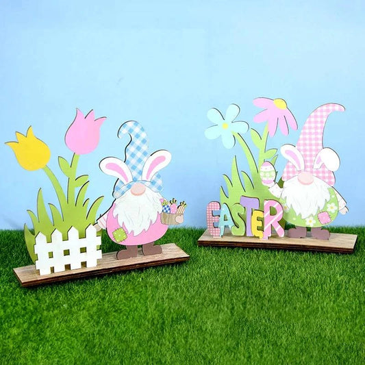 Artisanal Wooden Signs DIY Craft for Desktop Centerpieces – Featuring Decorative Rabbit, Flower, and Gnome Ornaments - Home Fads