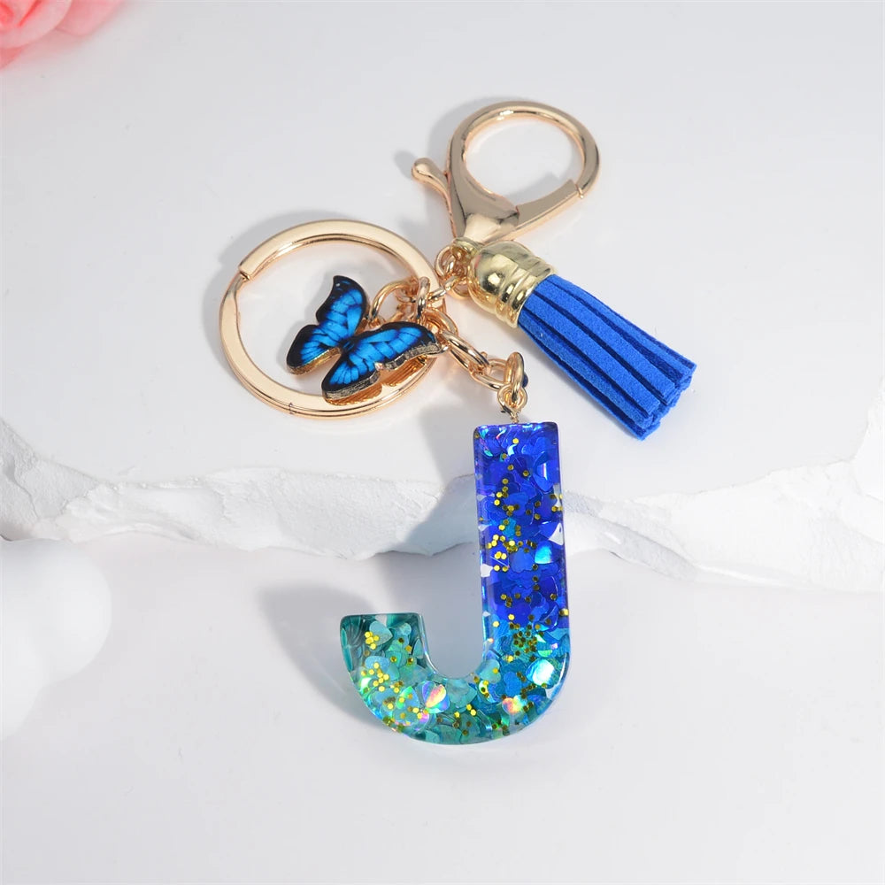Butterfly Alphabet Keychain – Crystal Acrylic Pendant with Zinc Alloy Tassels, Elegant Valentine’s Day Gift for Women - Home Fads