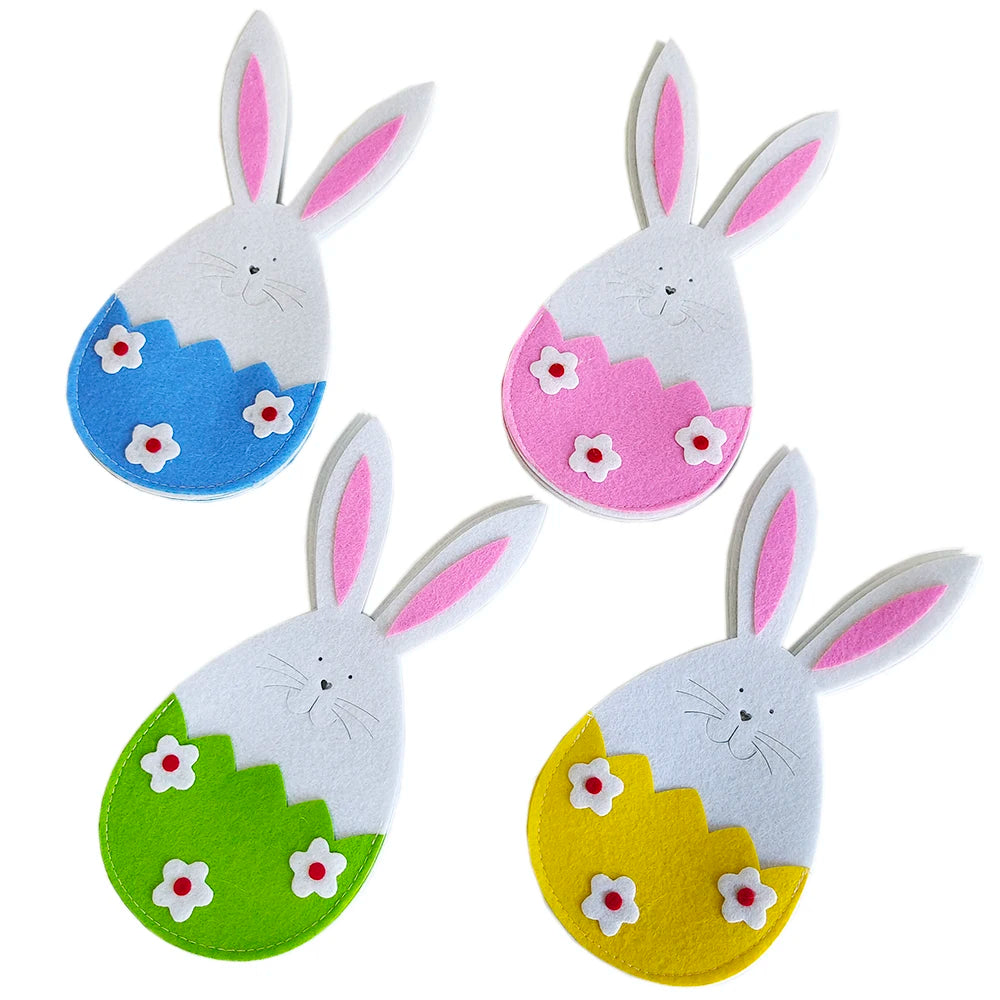 Carrot or Bunny Tableware Holders – Set of 4 Creative Cutlery Bags for Spring and Holiday Parties - Home Fads