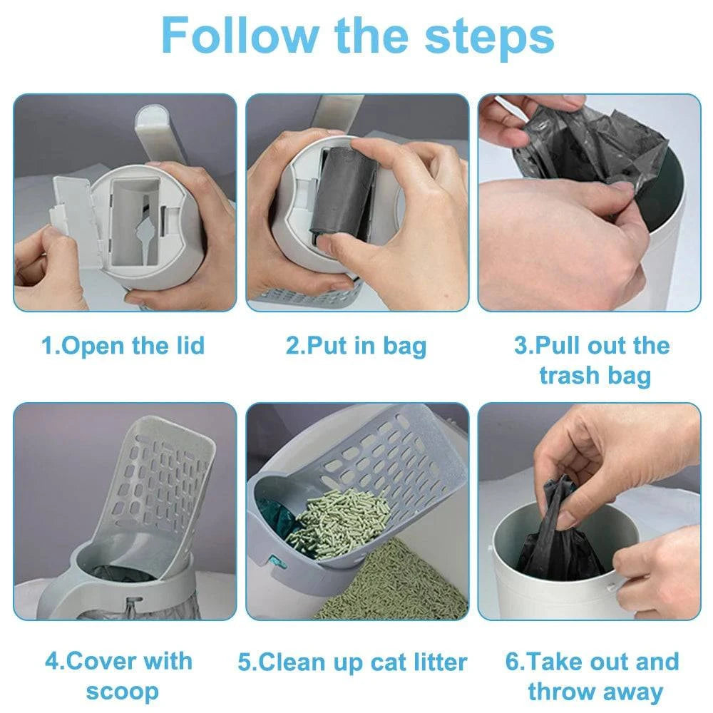 Cat Litter Scoop with Refill Bags - Efficient Pet Waste Management Tool for Clean and Hygienic Litter Boxes - Home Fads