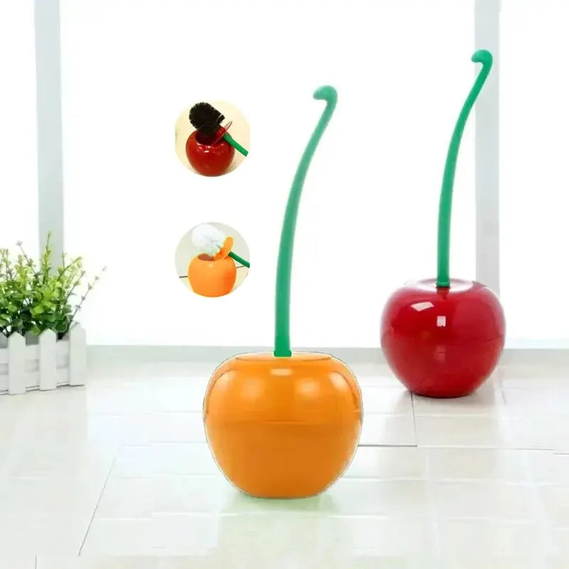Cherry-Shaped Toilet Brush and Holder Set – Stylish Bathroom Accessory with High-Quality Thick Brush Head and Anti-Slip Handle - Home Fads