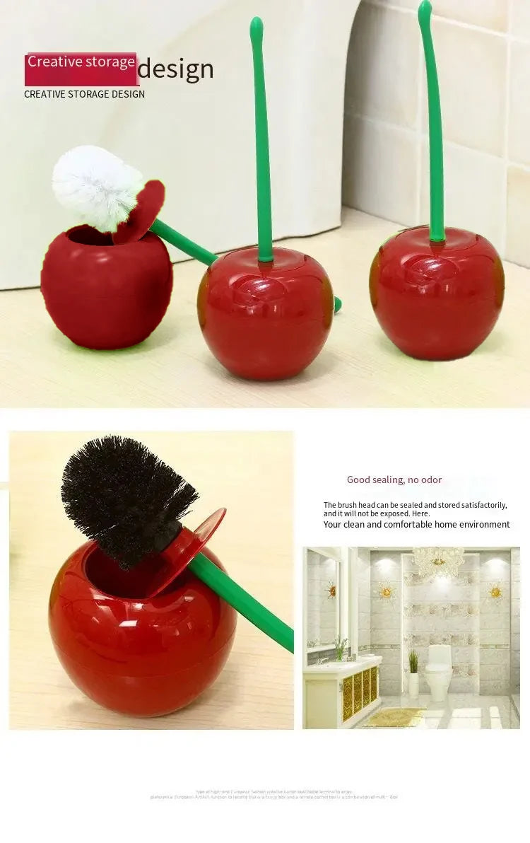 Cherry-Shaped Toilet Brush and Holder Set – Stylish Bathroom Accessory with High-Quality Thick Brush Head and Anti-Slip Handle - Home Fads