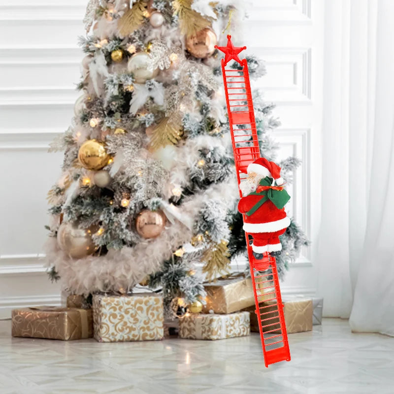 Climbing Holiday Ladder Ornament with Music – Festive Decoration for Tree, Staircase, or Fireplace Display - Home Fads