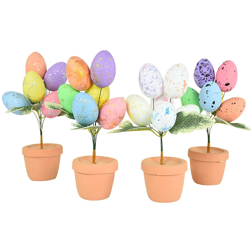 Colorful Foam Egg Tree Flowerpot – Creative Tabletop Décor for Spring and Holiday Displays - Home Fads