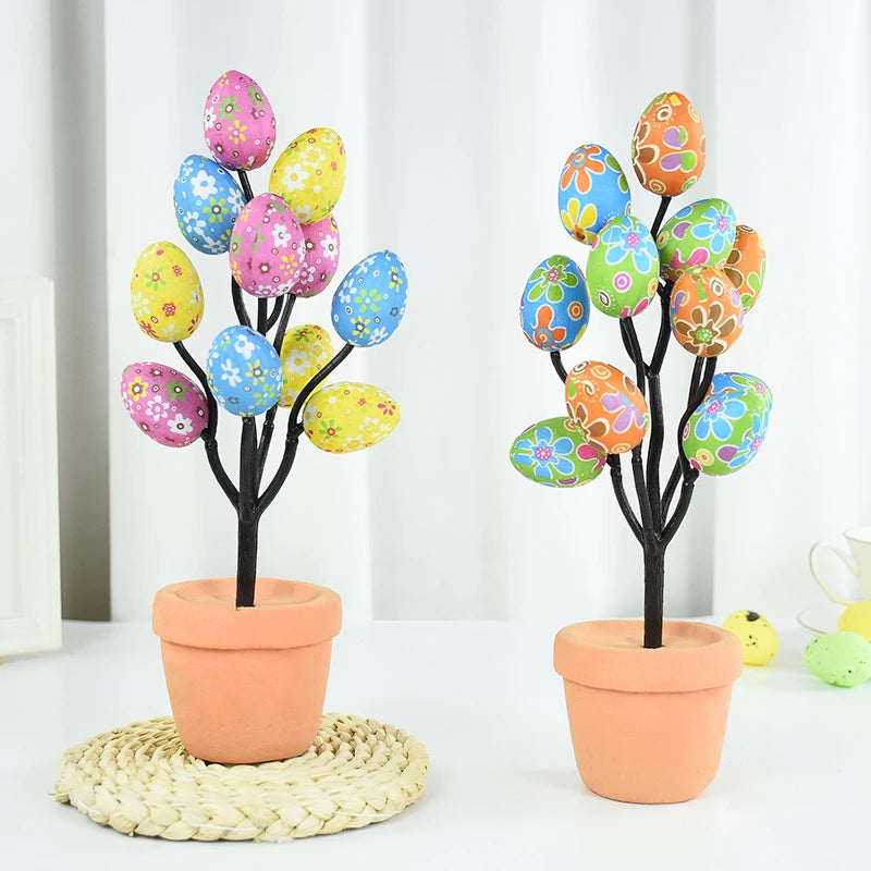 Colorful Foam Egg Tree Flowerpot – Creative Tabletop Décor for Spring and Holiday Displays - Home Fads
