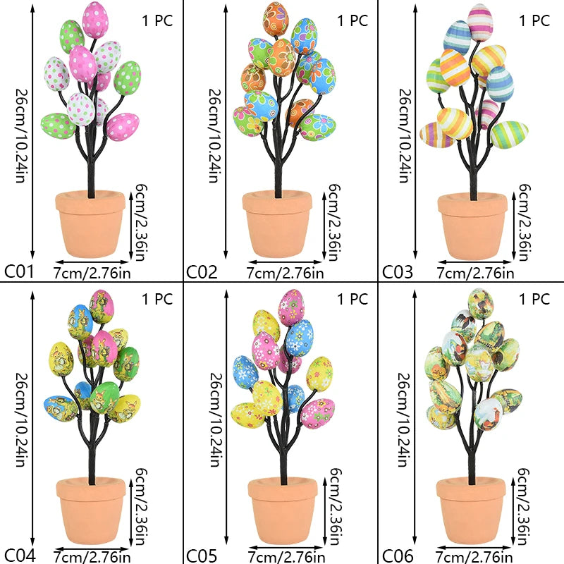 Colorful Foam Egg Tree Flowerpot – Creative Tabletop Décor for Spring and Holiday Displays - Home Fads