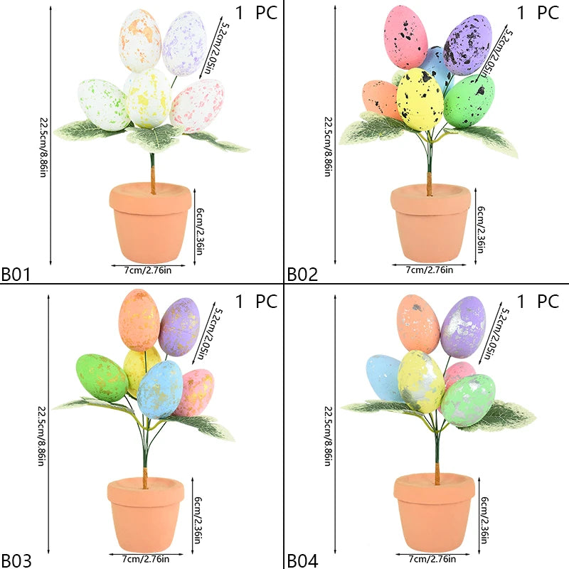 Colorful Foam Egg Tree Flowerpot – Creative Tabletop Décor for Spring and Holiday Displays - Home Fads