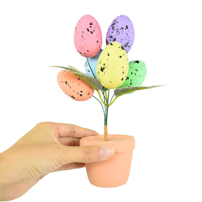 Colorful Foam Egg Tree Flowerpot – Creative Tabletop Décor for Spring and Holiday Displays - Home Fads