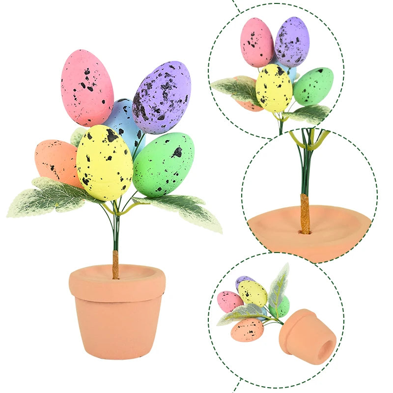 Colorful Foam Egg Tree Flowerpot – Creative Tabletop Décor for Spring and Holiday Displays - Home Fads