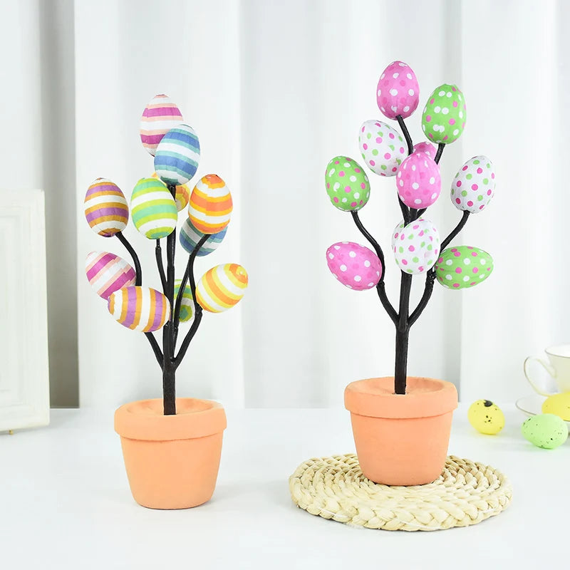 Colorful Foam Egg Tree Flowerpot – Creative Tabletop Décor for Spring and Holiday Displays - Home Fads
