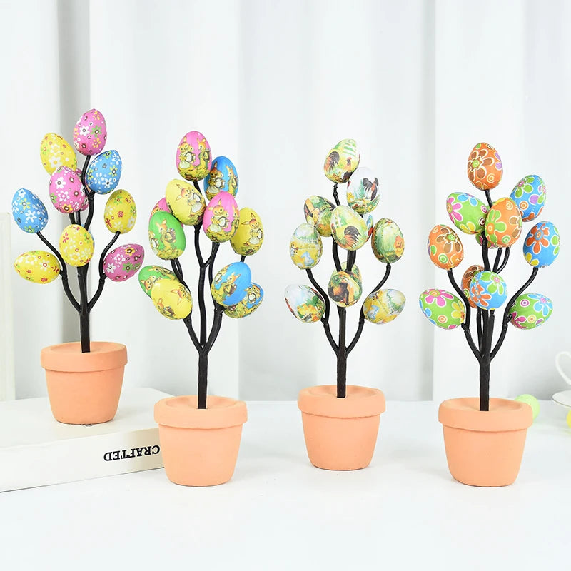 Colorful Foam Egg Tree Flowerpot – Creative Tabletop Décor for Spring and Holiday Displays - Home Fads