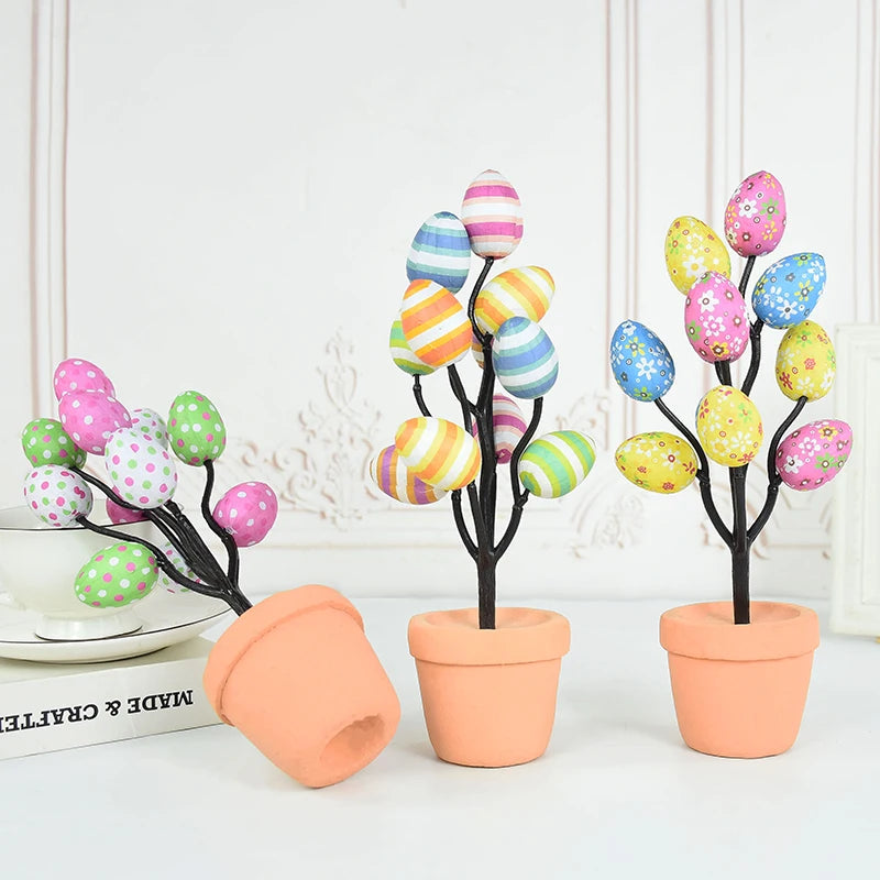 Colorful Foam Egg Tree Flowerpot – Creative Tabletop Décor for Spring and Holiday Displays - Home Fads