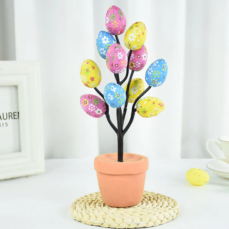 Colorful Foam Egg Tree Flowerpot – Creative Tabletop Décor for Spring and Holiday Displays - Home Fads