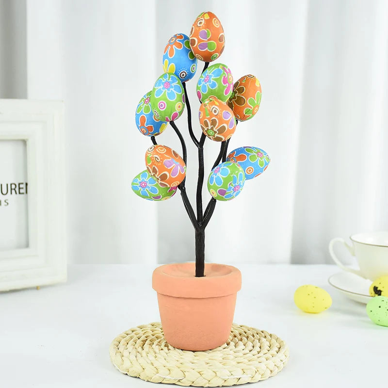 Colorful Foam Egg Tree Flowerpot – Creative Tabletop Décor for Spring and Holiday Displays - Home Fads