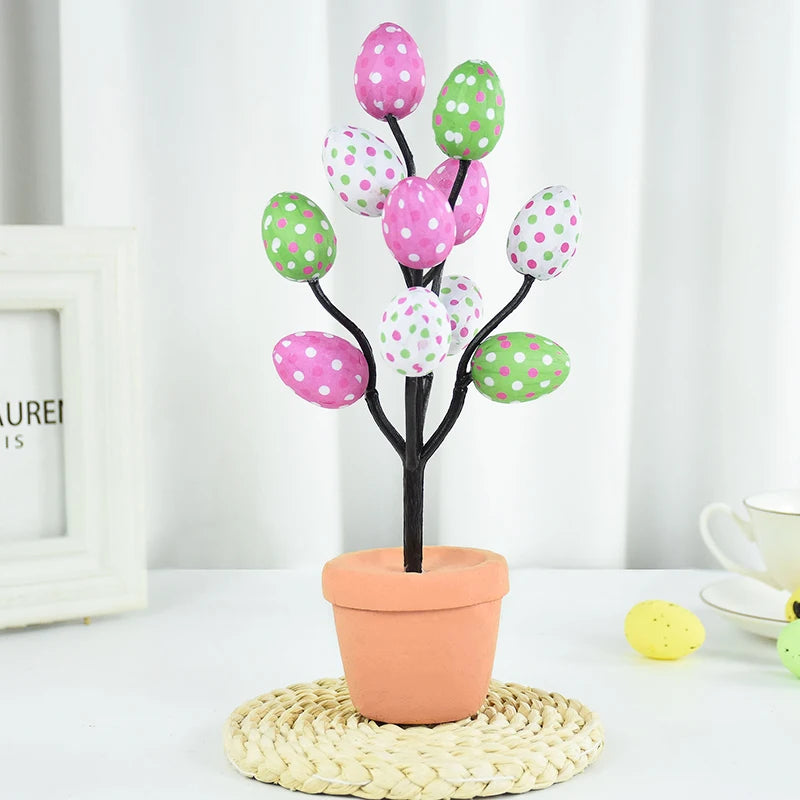 Colorful Foam Egg Tree Flowerpot – Creative Tabletop Décor for Spring and Holiday Displays - Home Fads