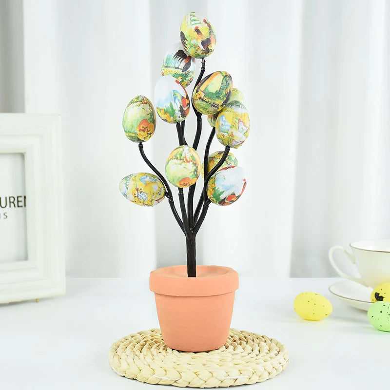 Colorful Foam Egg Tree Flowerpot – Creative Tabletop Décor for Spring and Holiday Displays - Home Fads