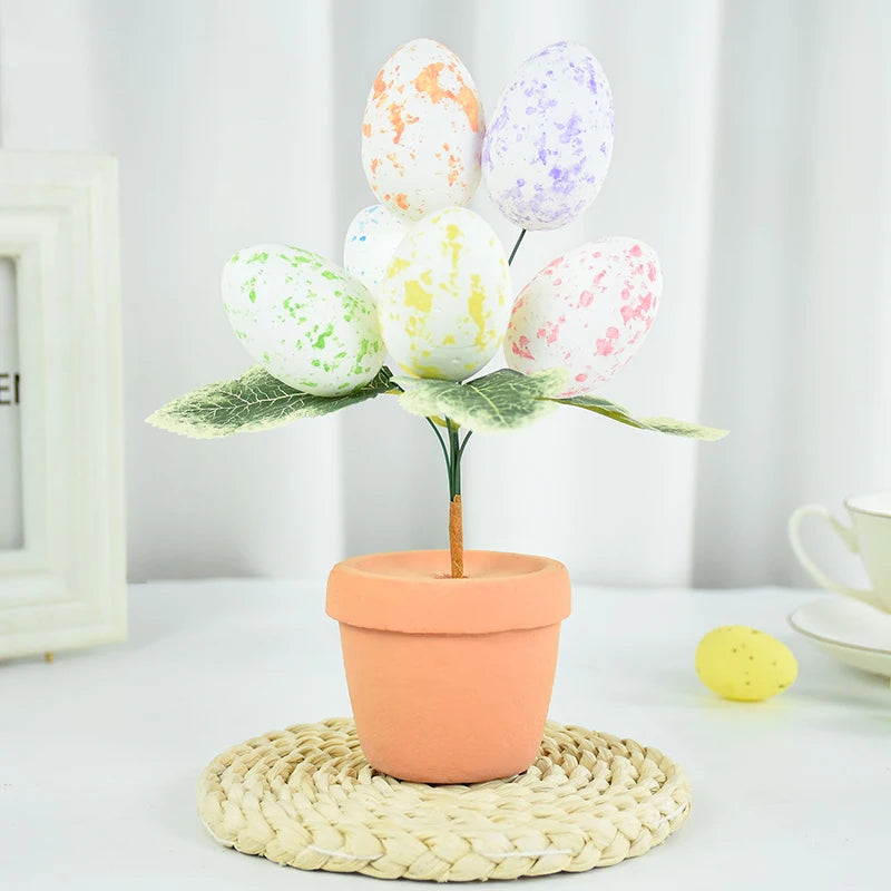 Colorful Foam Egg Tree Flowerpot – Creative Tabletop Décor for Spring and Holiday Displays - Home Fads
