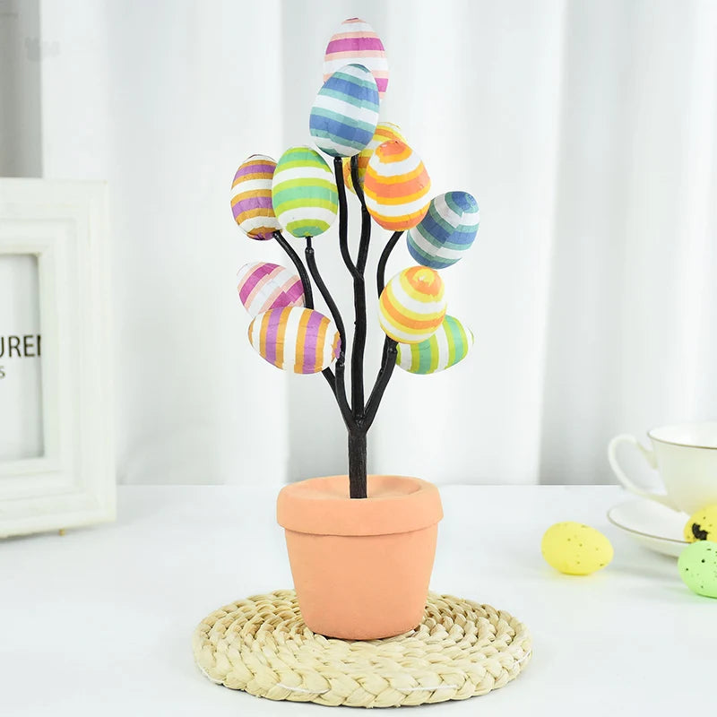 Colorful Foam Egg Tree Flowerpot – Creative Tabletop Décor for Spring and Holiday Displays - Home Fads