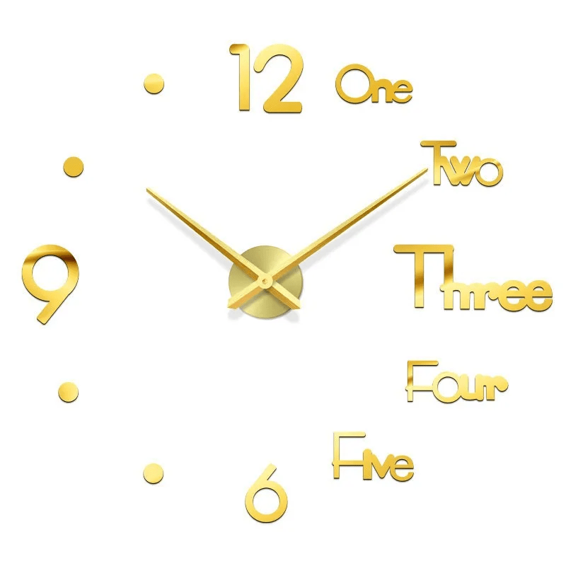 Contemporary DIY Wall Clock - Large 36 Inch Diameter - Acrylic Mirror Stickers - Home Fads