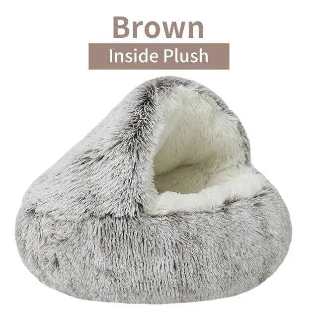 Cozy 2-in-1 Plush Pet Bed for Cats and Small Dogs - Warm Round Nest Cave with Removable Cover - Home Fads