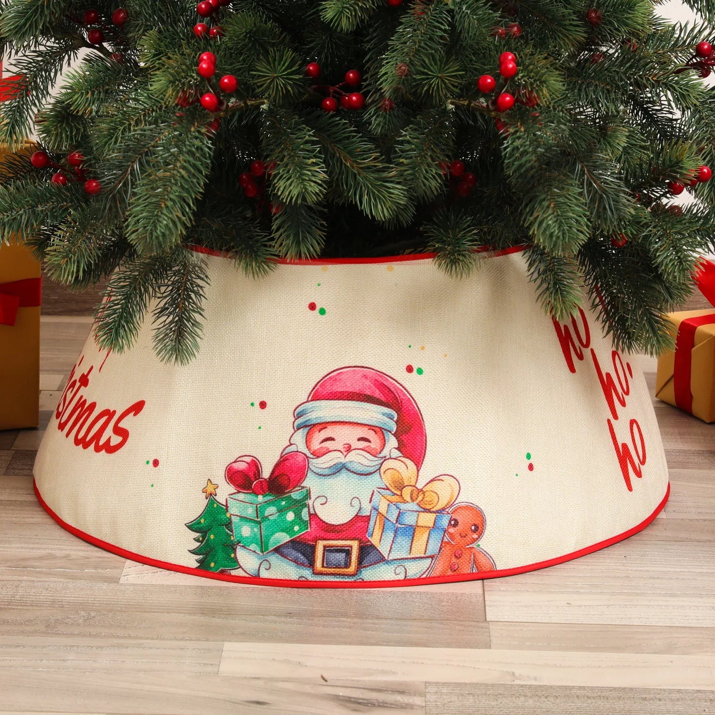 Decorative Holiday Tree Collar – Printed & Sequin Designs for Festive Décor, Plant Pots, and Celebrations, Made from Durable Non-Woven Fabric - Home Fads