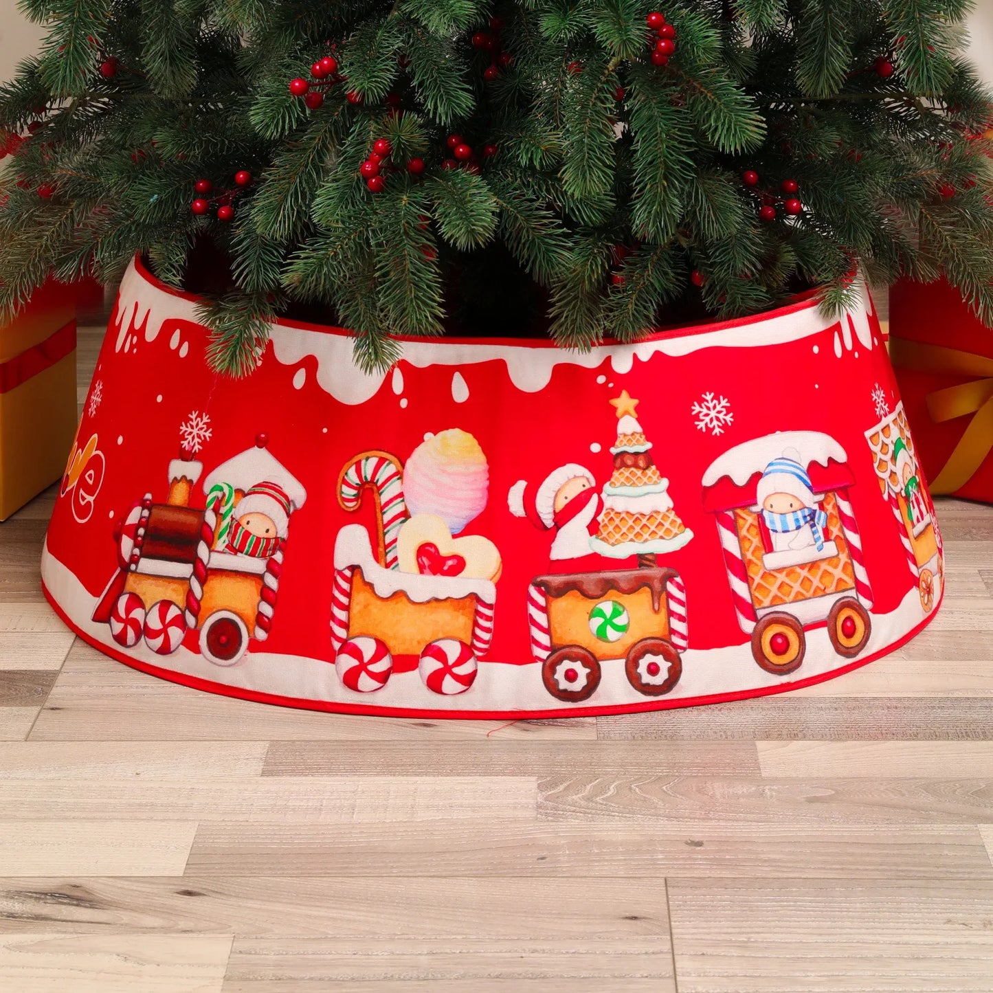 Decorative Holiday Tree Collar – Printed & Sequin Designs for Festive Décor, Plant Pots, and Celebrations, Made from Durable Non-Woven Fabric - Home Fads