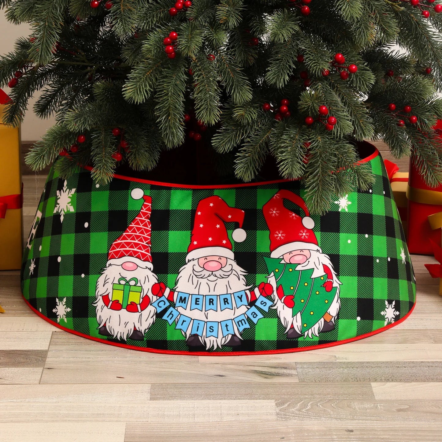 Decorative Holiday Tree Collar – Printed & Sequin Designs for Festive Décor, Plant Pots, and Celebrations, Made from Durable Non-Woven Fabric - Home Fads
