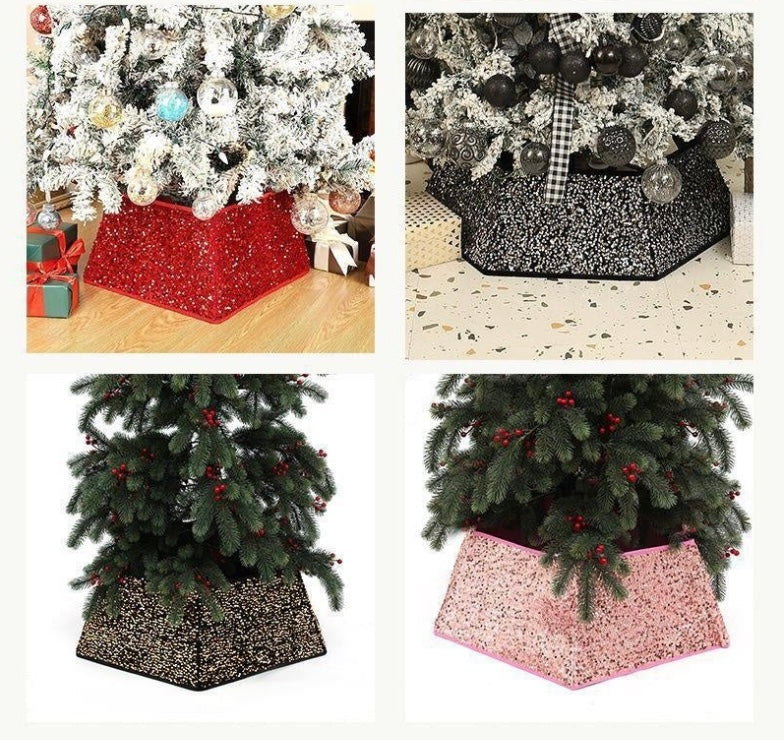 Decorative Holiday Tree Collar – Printed & Sequin Designs for Festive Décor, Plant Pots, and Celebrations, Made from Durable Non-Woven Fabric - Home Fads