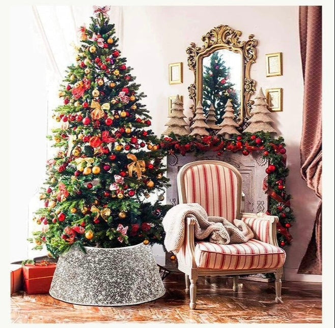 Decorative Holiday Tree Collar – Printed & Sequin Designs for Festive Décor, Plant Pots, and Celebrations, Made from Durable Non-Woven Fabric - Home Fads