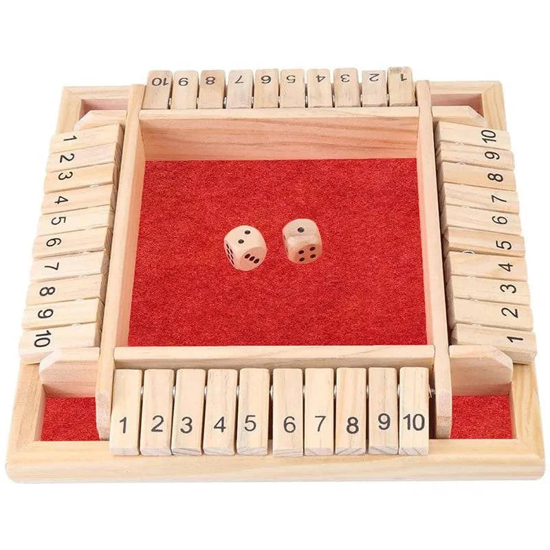 Deluxe Wooden Shut The Box Board Game Set - Traditional Pub and Family Dice Game with 10 Numbers for Kids and Adults - Home Fads