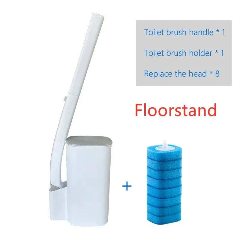 Disposable Toilet Brush Set: Wall-Mounted with Preloaded Scrubbing Solution - Touch-Free Maintenance - Home Fads
