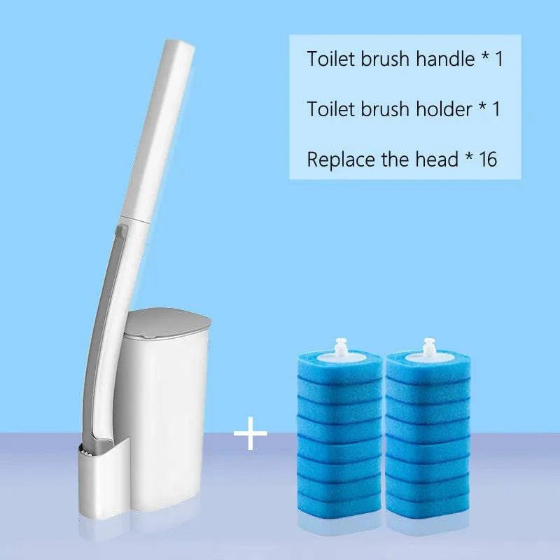 Disposable Toilet Brush Set: Wall-Mounted with Preloaded Scrubbing Solution - Touch-Free Maintenance - Home Fads