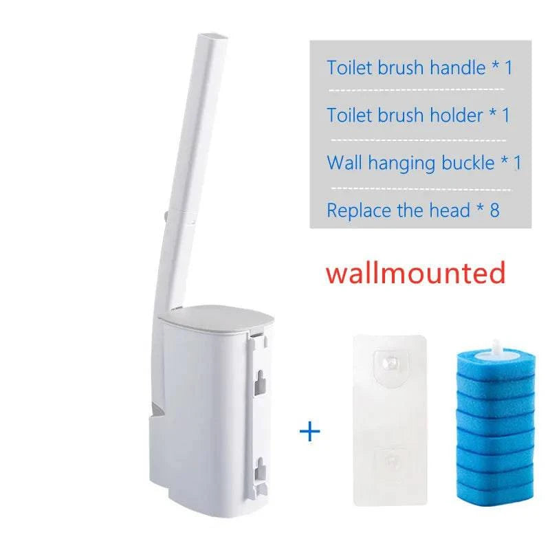Disposable Toilet Brush Set: Wall-Mounted with Preloaded Scrubbing Solution - Touch-Free Maintenance - Home Fads