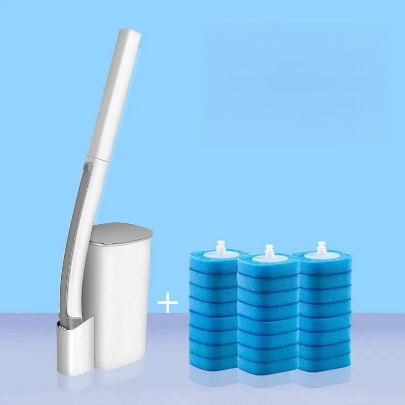 Disposable Toilet Brush Set: Wall-Mounted with Preloaded Scrubbing Solution - Touch-Free Maintenance - Home Fads