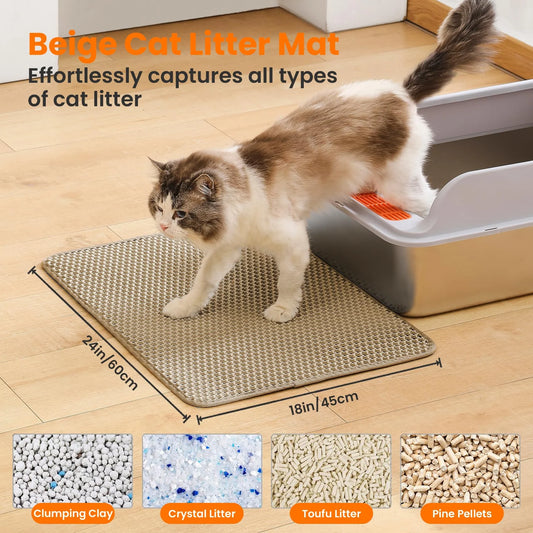 Double-Layer Honeycomb Cat Litter Mat – Waterproof, Non-Slip, and Easy-Clean Design for Effective Scatter Control Around the Litter Box - Home Fads