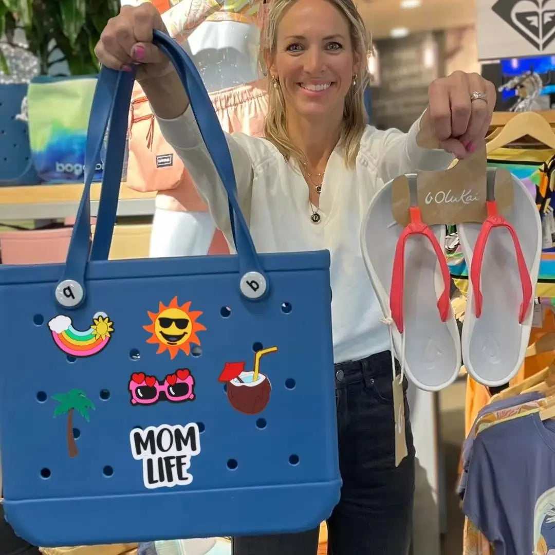 Durable Waterproof EVA Beach Tote Bag – Includes 6 Gift Charms – Unisex Handbag for Shopping, Travel, Sports, Pool – Medium & Extra-Large Sizes - Home Fads