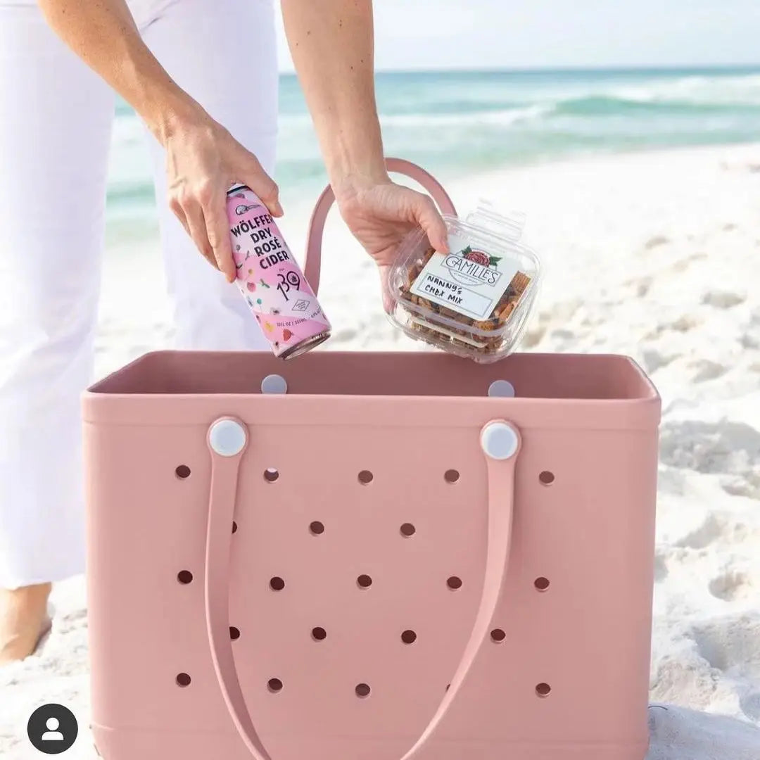 Durable Waterproof EVA Beach Tote Bag – Includes 6 Gift Charms – Unisex Handbag for Shopping, Travel, Sports, Pool – Medium & Extra-Large Sizes - Home Fads