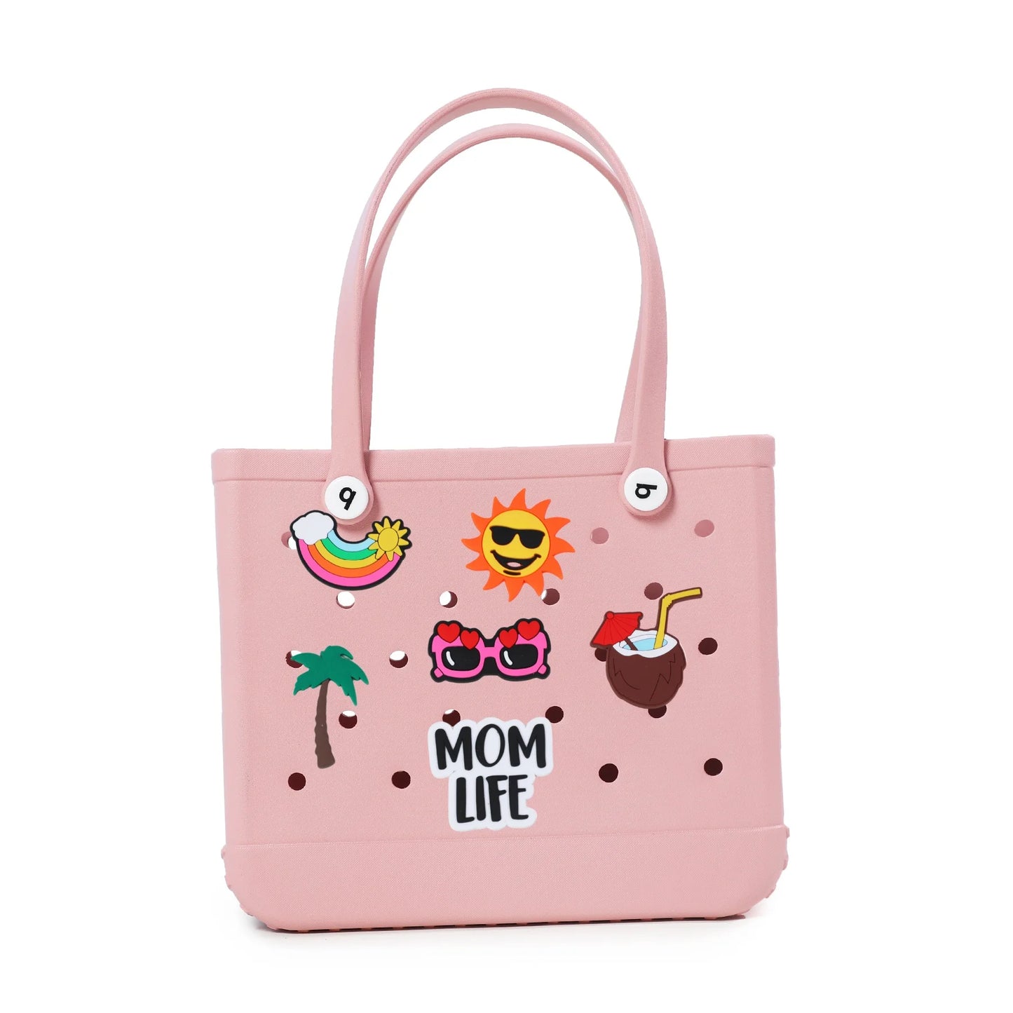 Durable Waterproof EVA Beach Tote Bag – Includes 6 Gift Charms – Unisex Handbag for Shopping, Travel, Sports, Pool – Medium & Extra-Large Sizes - Home Fads
