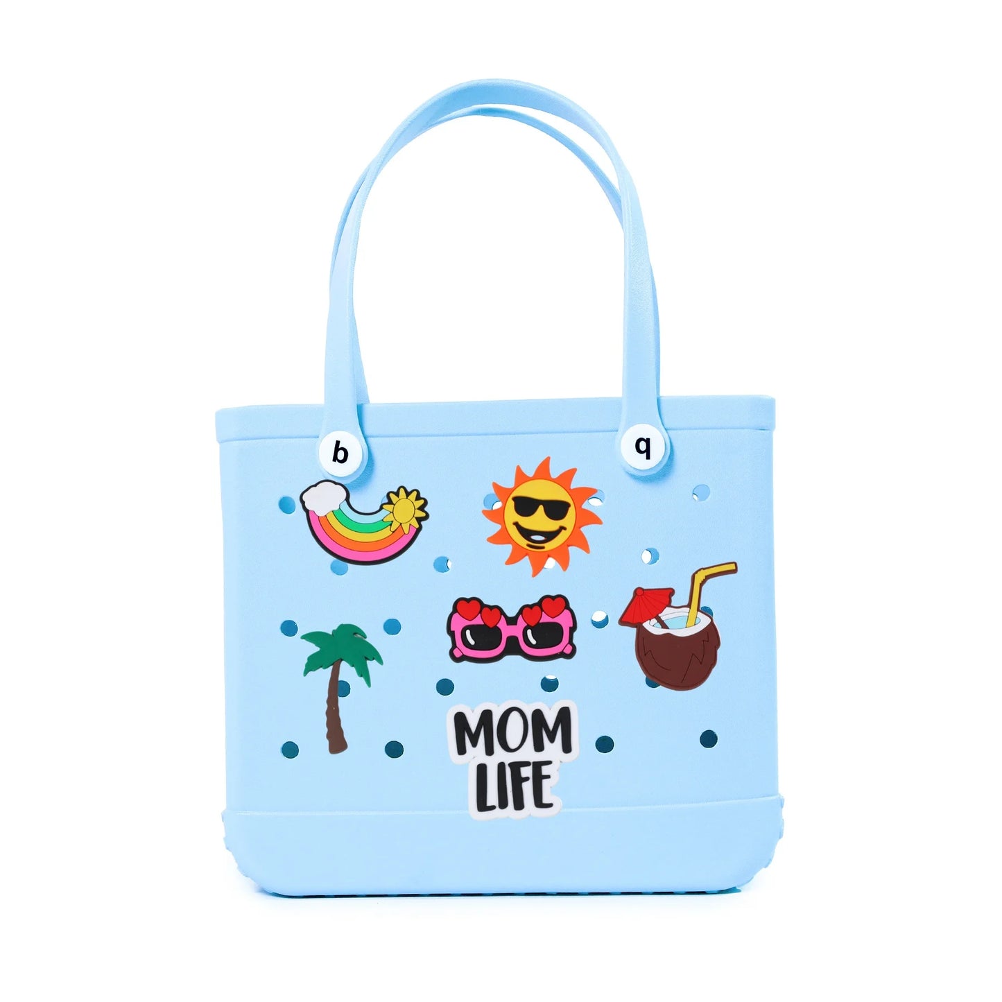 Durable Waterproof EVA Beach Tote Bag – Includes 6 Gift Charms – Unisex Handbag for Shopping, Travel, Sports, Pool – Medium & Extra-Large Sizes - Home Fads