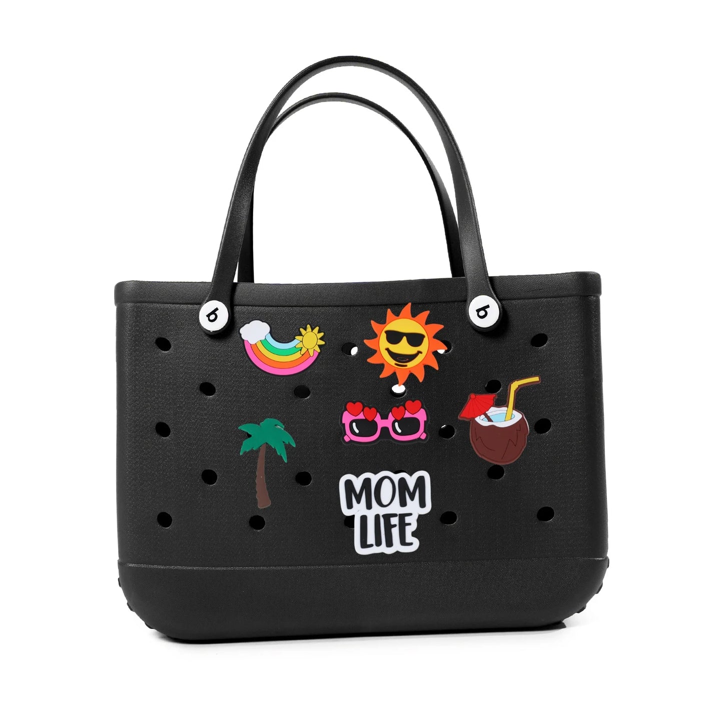 Durable Waterproof EVA Beach Tote Bag – Includes 6 Gift Charms – Unisex Handbag for Shopping, Travel, Sports, Pool – Medium & Extra-Large Sizes - Home Fads