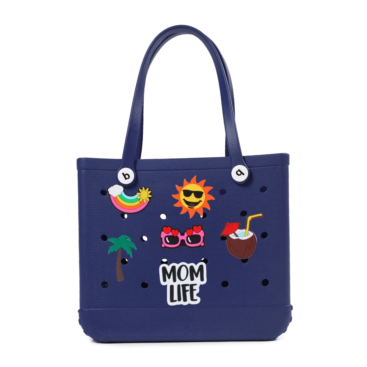 Durable Waterproof EVA Beach Tote Bag – Includes 6 Gift Charms – Unisex Handbag for Shopping, Travel, Sports, Pool – Medium & Extra-Large Sizes - Home Fads