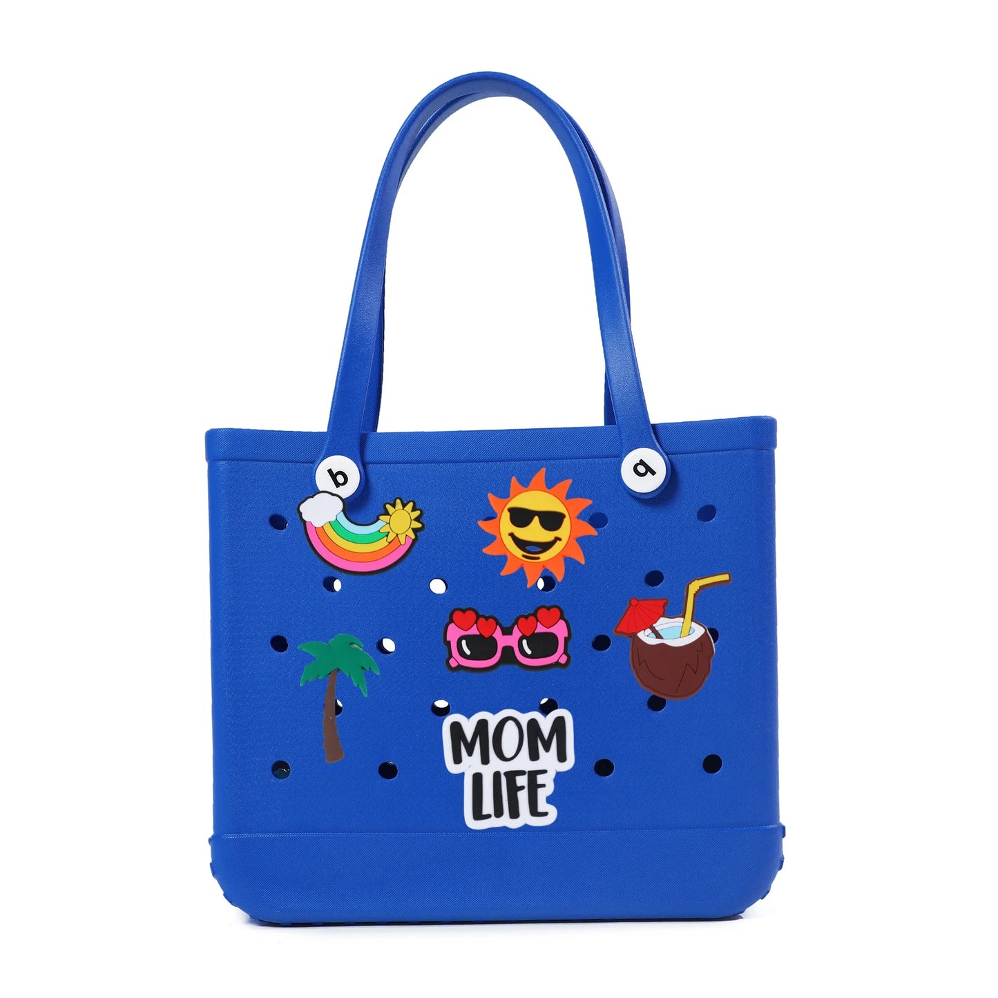 Durable Waterproof EVA Beach Tote Bag – Includes 6 Gift Charms – Unisex Handbag for Shopping, Travel, Sports, Pool – Medium & Extra-Large Sizes - Home Fads